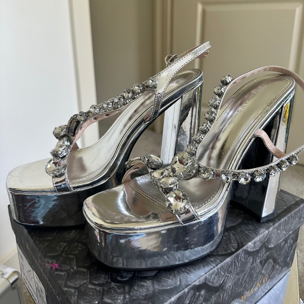 Silver Open Toe Heels